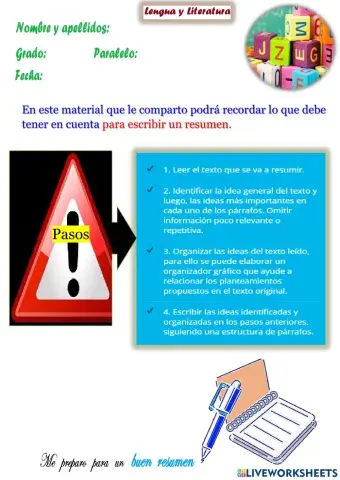 El resumen. Mi borrador