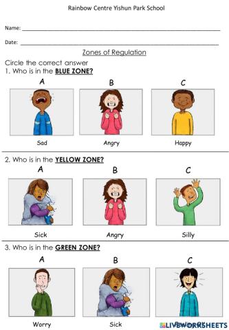 Zone of Regulations-Identifying Zones