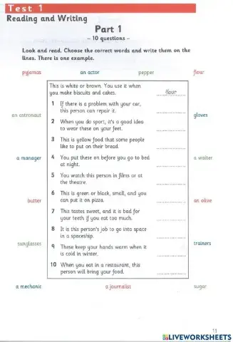 Flyer 3 - Test 1.1 - Reading and Writting