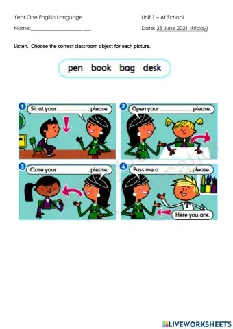 At School - Classroom objects