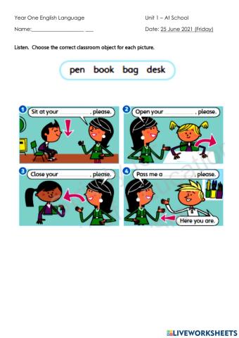 At School - Classroom objects