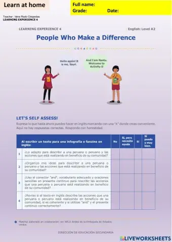 People who make a difference activity 1 week15 A2irc