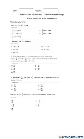 Rumus Jumlah dan selisih Trigonometri
