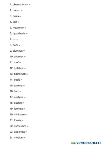 Irregular plurals advanced