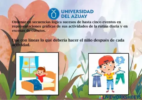 Ordenar en secuencias lógicas sucesos de hasta cinco eventos en representaciones gráficas