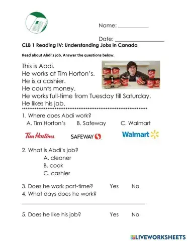 Job: Reading (CLB 1)