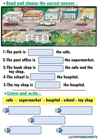Read and choose ,listen and write (preposition of place ) U6L 6+10