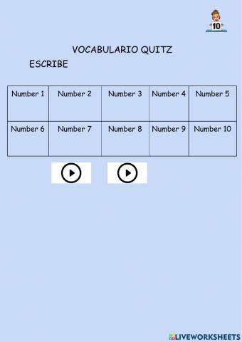 VOCABULARIO QUITZ Tema 1