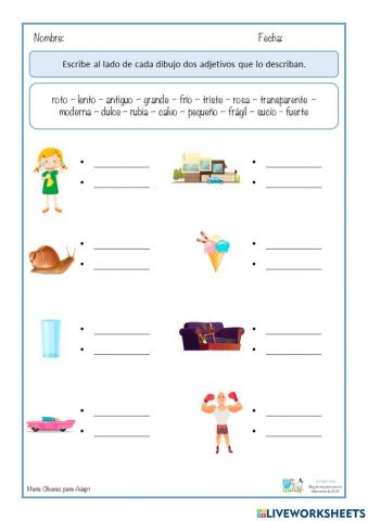 Ficha de adjetivos