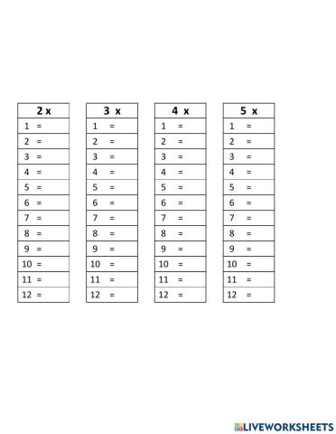 乘法复习（2到5）