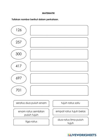 Menulis nombor dalam perkataan