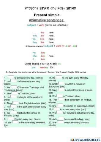 Present Simple and Past Simple Affirmatives