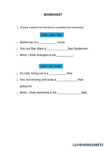 Irregular comparative - superlative adjectives
