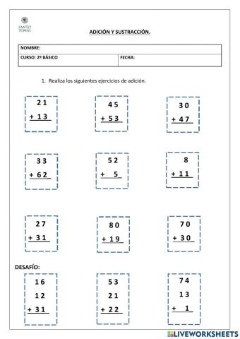 Sumas y restas sin reserva.