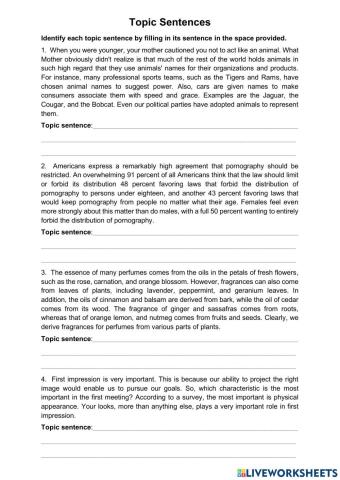 Reading for topic sentence