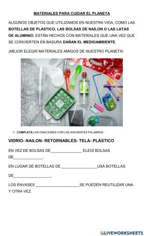 Materiales para cuidar el planeta