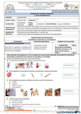 Examen Educación Artística