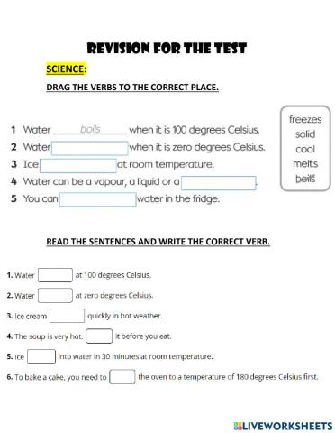 Revision for the test - science