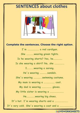 SENTENCES about clothes