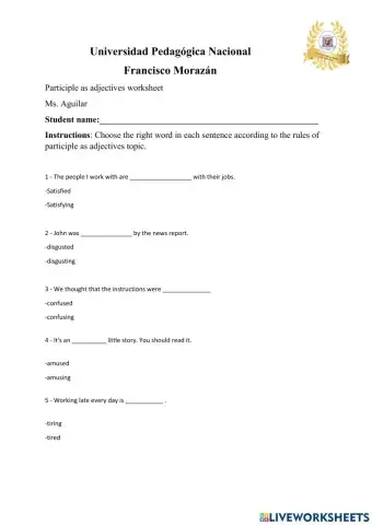 Participle as adjectives