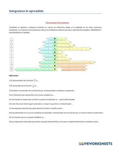 Crucigrama fraccionario
