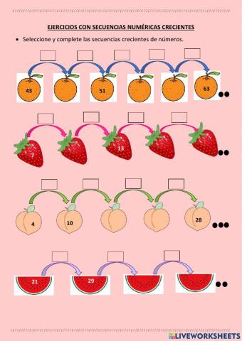 Secuencias de números crecientes y decrecientes
