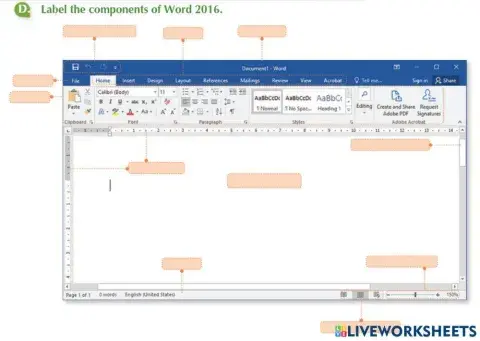 Components of MS Word window