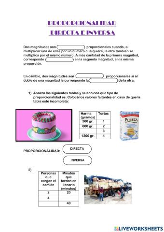 Proporcionalidad directa e inversa