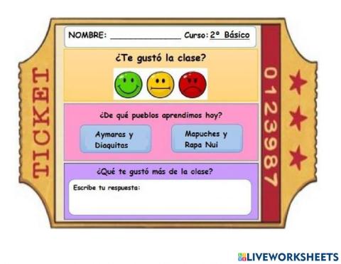 Ticket de salida Pueblos ZC