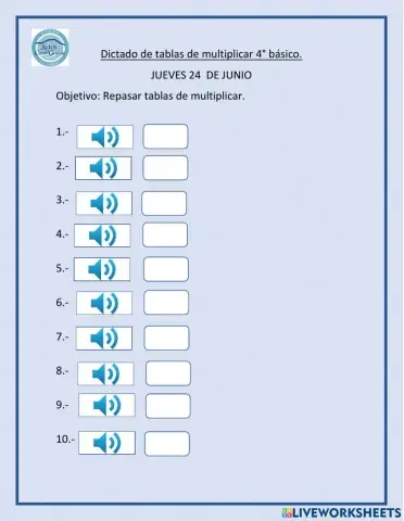 Dictado de tablas de multiplicar