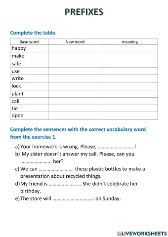 Prefixes -re and -un