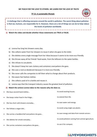 TP 15: A sustainable lifestyle