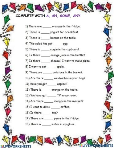 3G - A, an, some, any