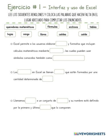 Ejercicio N°1 - Interfaz y uso de Excel