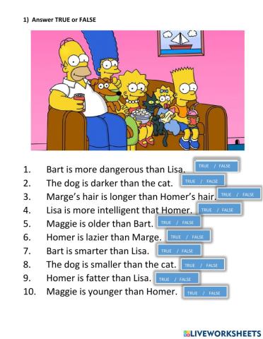 Comparative adjectives with the simpsons
