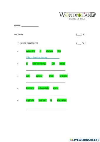 Mid-term exam 3rd grade