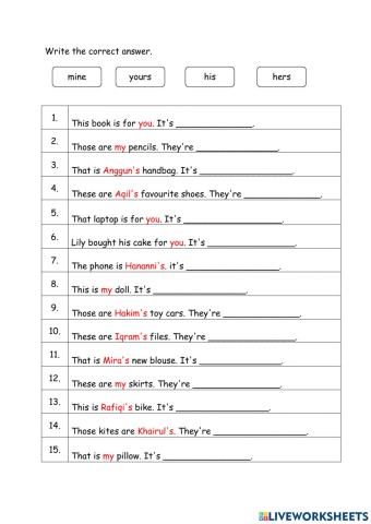 Possessive pronouns