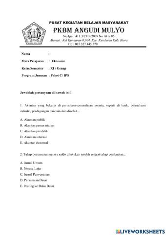 Ekonomi Kelas XI Paket C