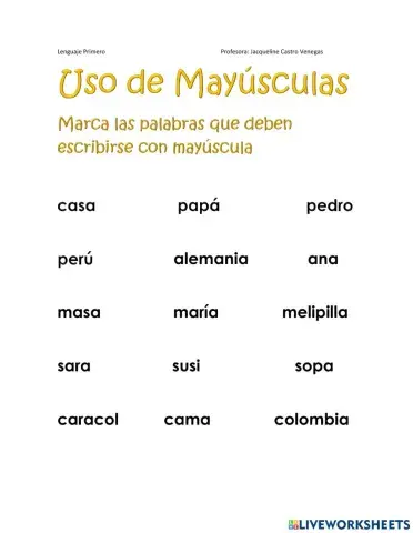 Uso de mayúsculas
