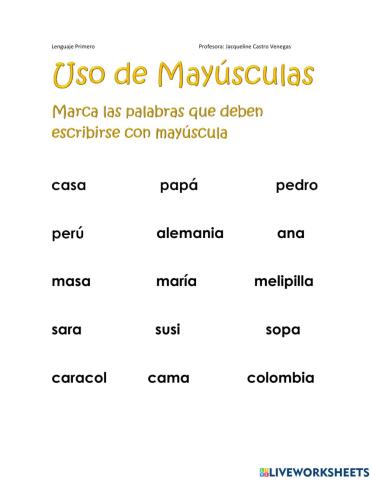Uso de mayúsculas
