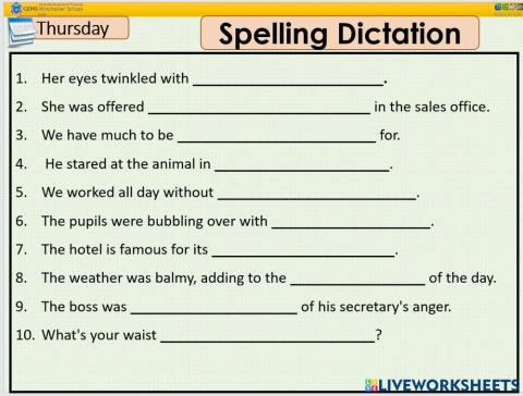 Term3-week11 Spelling Dictation