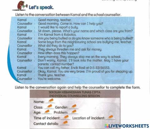 Kamal meeting the school counselor