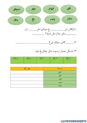 Latihan Feqah Tahun 3: Solat Fardhu