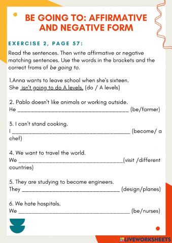 Be going to - affirmative and negative form