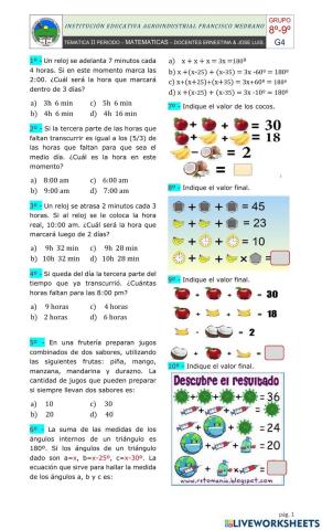 RETOS MATEMATICOS GRADO 8 Y 9 SEGUNDO PERIODO.