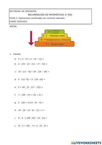 Operaciones combinadas con números naturales 