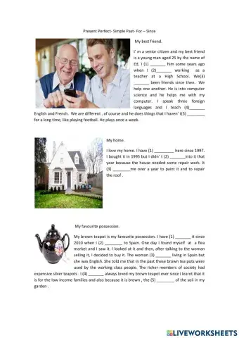 Cloze Test using the simple Past, Past Continous and Present Perfect