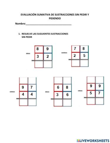Sustracciones sin pedir