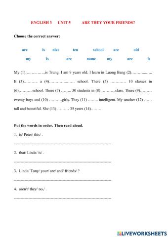 English 3 Unit 5 Are they your friends