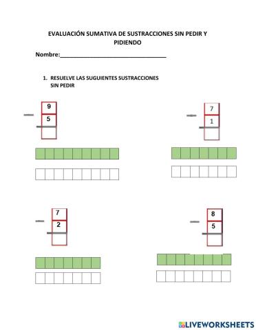 Sustracciones sin pedir